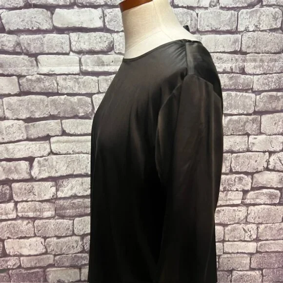 Eileen Fisher Black Long Sleeve Silk Blouse Size L - Picture 4 of 8